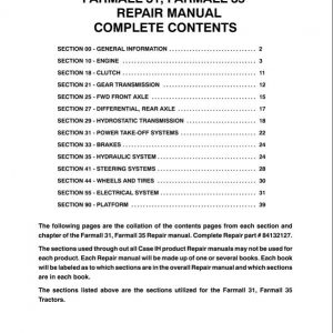 Case Farmall 31, 35 Tractor Service Manual