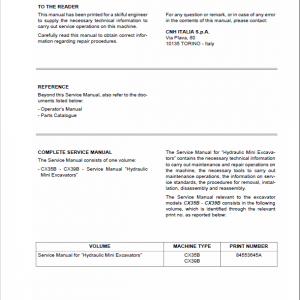 Case CX35B, CX39B Mini Excavator Service Manual