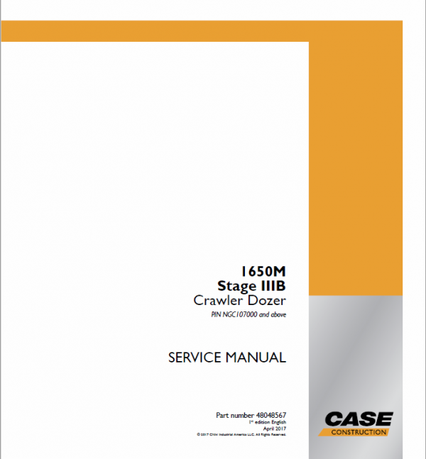 Case 1650M Crawler Dozer Service Manual