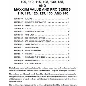 Case MXU125, MXU130, MXU135, MXU140 Maxxum Tractor Service Manual