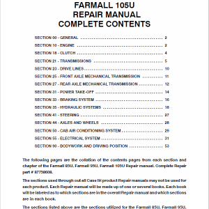 Case Farmall 85U, 95U, 105U, 115U Tractor Service Manual - Image 3