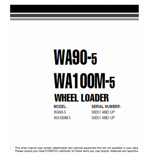 Komatsu WA90-5, WA100M-5 Wheel Loader Service Manual