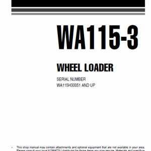 Komatsu WA115-3 Wheel Loader Service Manual