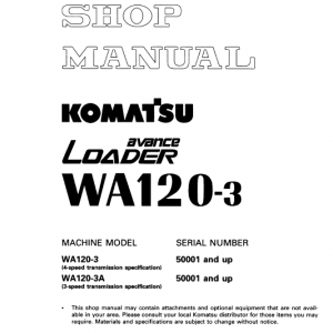 Komatsu WA120-3, WA120-3CS Wheel Loader Service Manual