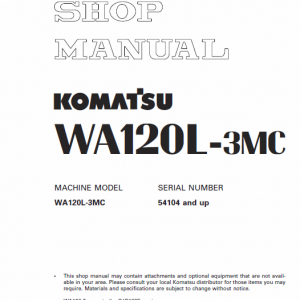 Komatsu WA120L-3, WA120L-3MC Wheel Loader Service Manual