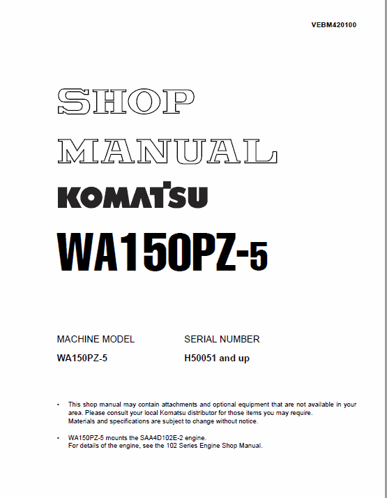 Komatsu WA150PZ-5 Wheel Loader Service Manual