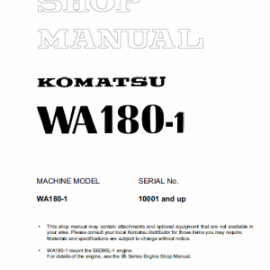 Komatsu WA180-1 Wheel Loader Service Manual