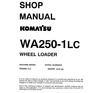 Komatsu WA250-1, WA2501LC Wheel Loader Service Manual