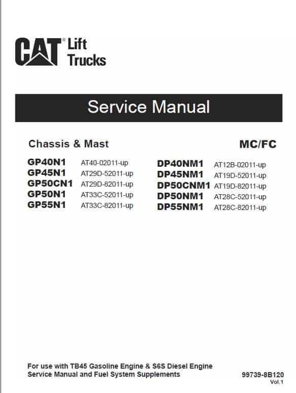 CAT GP40N1, GP45N1, GP50CN1, GP50N1, GP55N1 Lift Truck Service Manual