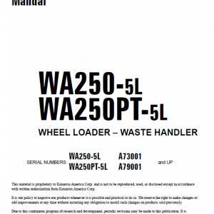 Komatsu WA250-5, WA250PT-5, WA250-5H Wheel Loader Service Manual - Image 3