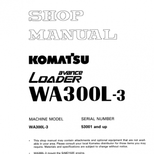 Komatsu WA300L-3 Wheel Loader Service Manual