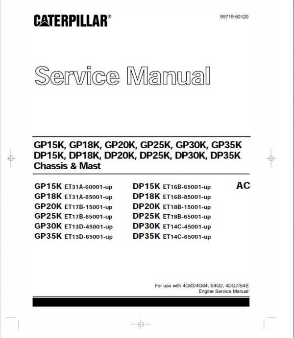 CAT GP15K, GP18K, GP20K, GP25K, GP30K, GP35K Forklift Service Manual