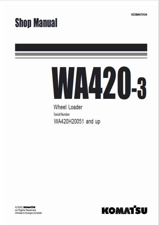 Komatsu WA420-3 Wheel Loader Service Manual