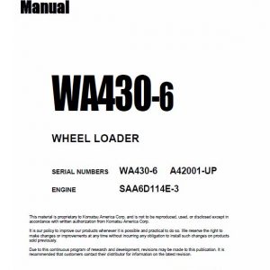 Komatsu WA430-6, WA430-6E0 Wheel Loader Service Manual - Image 3