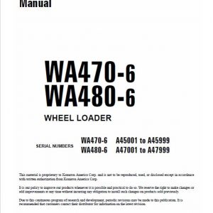 Komatsu WA470-6, WA480-6, WA470-6LC, WA480-6LC Loader Service Manual - Image 4