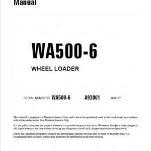 Komatsu WA500-6, WA500-6R, WA500-6, WA500-6RR Wheel Loader Service Manual - Image 4