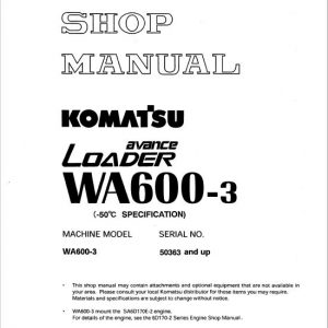 Komatsu WA600-3 Wheel Loader Service Manual