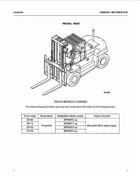 CAT DP100, DP115, DP135, DP150 Forklift Lift Truck Service Manual