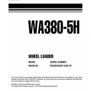 Komatsu WA380-5, WA380-5H Wheel Loader Service Manual - Image 2