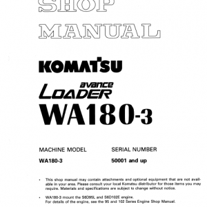 Komatsu WA180-3, WA180L-3 Wheel Loader Service Manual - Image 2