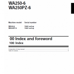 Komatsu WA250-6, WA250PZ-6 Wheel Loader Service Manual - Image 4