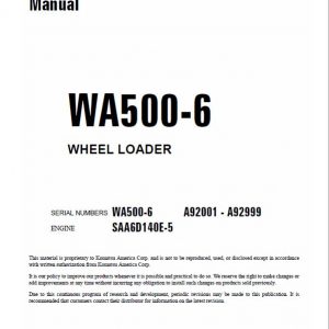 Komatsu WA500-6 Wheel Loader Service Manual