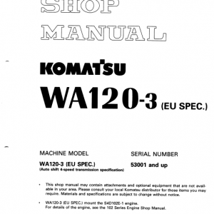 Komatsu WA120-3, WA120-3CS Wheel Loader Service Manual - Image 3