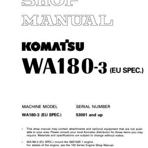 Komatsu WA180-3, WA180L-3 Wheel Loader Service Manual - Image 3