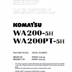 Komatsu WA200-5H, WA200PT-5L, WA200-5L, WA200-5 Loader Service Manual - Image 3