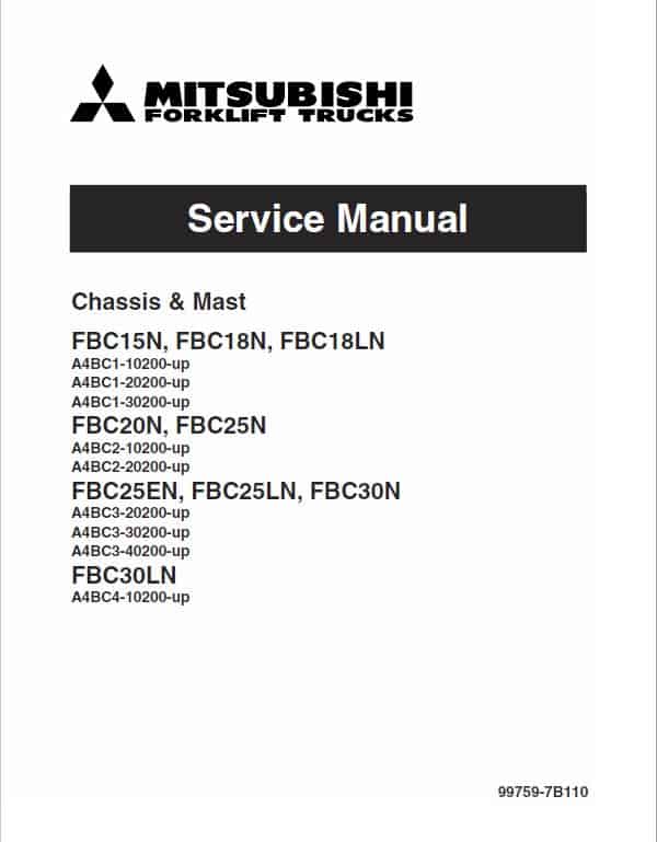 Mitsubishi FBC20N, FBC25N, FBC25EN, FBC25LN, FBC30N Forklift Service Manual