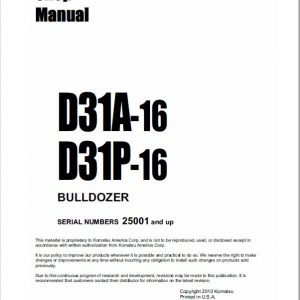 Komatsu D31A-16, D31P-16 Dozer Service Manual