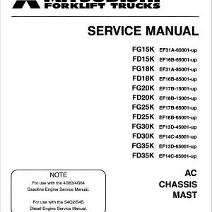 Mitsubishi FD15K, FD18K, FD20K, FD25K, FD30K, FD35K Forklift Service Manual - Image 2