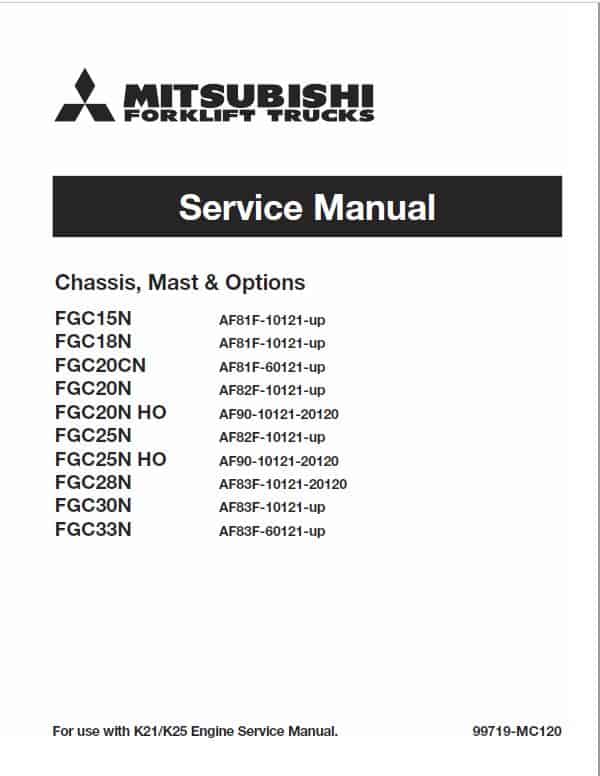 Mitsubishi FGC15N, FGC18N, FGC20CN, FGC20N, FGC20N HO Forklift Service Manual