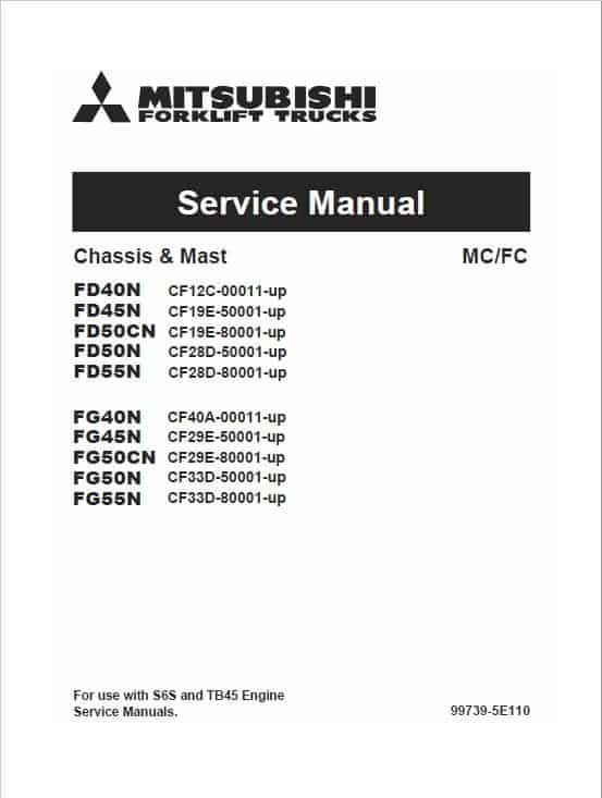 Mitsubishi FD40N, FD45N, FD50CN, FD50N, FD55N Forklift Service Manual