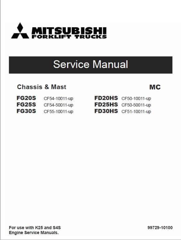 Mitsubishi FG20S, FG25S, FG30S Forklift Lift Truck Service Manual