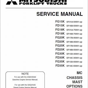 Mitsubishi FD15K, FD18K, FD20K, FD25K, FD30K, FD35K Forklift Service Manual