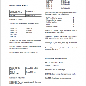 New Holland FX25, FX45, FX28, FX38, FX48, FX58, FX300, FX375, FX450 Harvesters Manual - Image 3