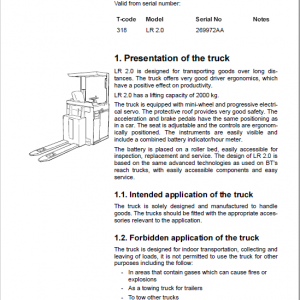 BT LR 2.0 Pallet Truck Service Manual - Image 3