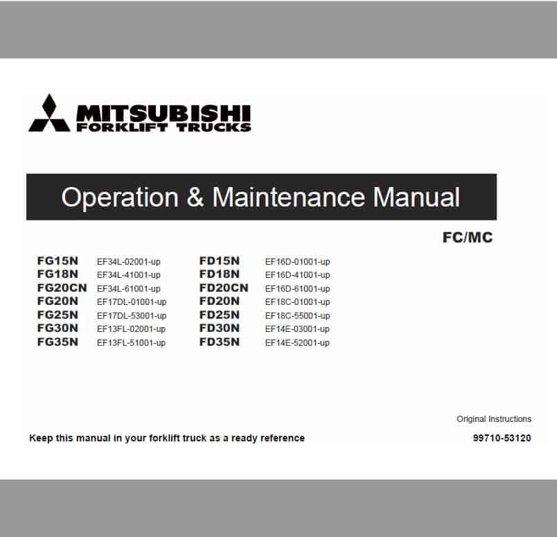 Mitsubishi FG15N, FG18N, FG20N, FG20CN Forklift Service Manual