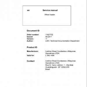 Liebherr L580 Type 1456 Wheel Loader Service Manual