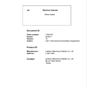 Liebherr L580 Type 1495 Wheel Loader Service Manual