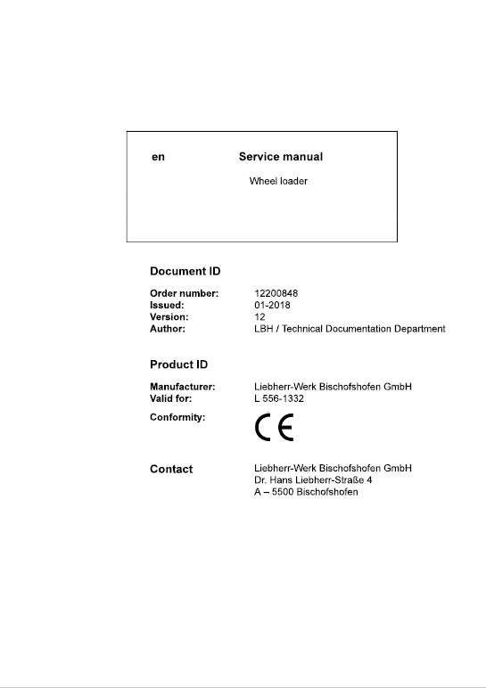 Liebherr L556 Type 1332 Wheel Loader Service Manual