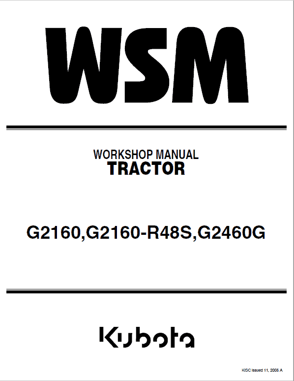 Kubota G2160, G2160-R48S, G2460G Mower Service Manual