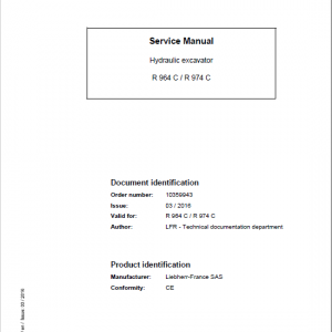 Liebherr R964C, R974C Litronic Hydraulic Excavator Service Manual