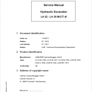 Liebherr LH22C, LH22M, LH24, LH26M, LH30C, LH30M, LH35M, LH35T Excavator Manual - Image 1