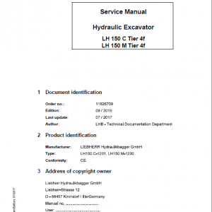 Liebherr LH150C, LH150M Tier 4F Hydraulic Excavator Service Manual - Image 1