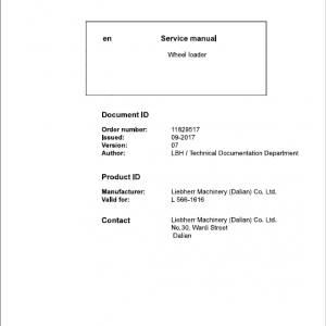 Liebherr L566 Type 1616 Wheel Loader Service Manual