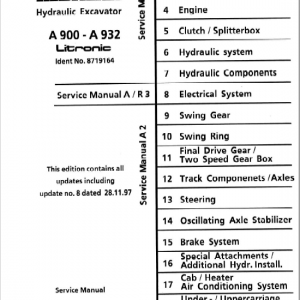 Liebherr A900, A902, A912, A922, A932 Litronic Excavator Service Manual