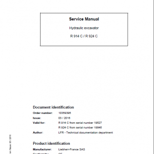 Liebherr R914C, R924C Litronic Excavator Service Manual