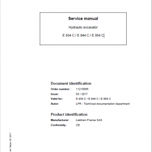 Liebherr ER934C, ER944C, ER954C, EP934C, ER944C, ER954C Excavator Service Manual